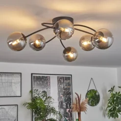 Plafonnier - Verre Chehalis Fumé, 6 lumières