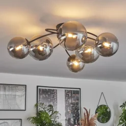 Plafonnier - Verre Chehalis Fumé, 6 lumières