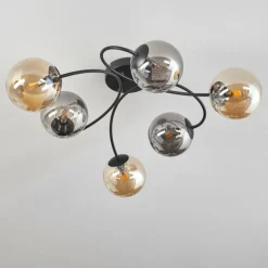 Plafonnier - Verre Chehalis Ambre, Fumé, 6 lumières