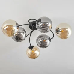 Plafonnier - Verre Chehalis Ambre, Fumé, 6 lumières