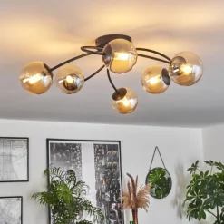Plafonnier - Verre Chehalis Ambre, 6 lumières