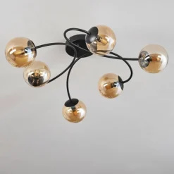 Plafonnier - Verre Chehalis Ambre, 6 lumières