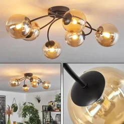 Plafonnier - Verre Chehalis Ambre, 6 lumières