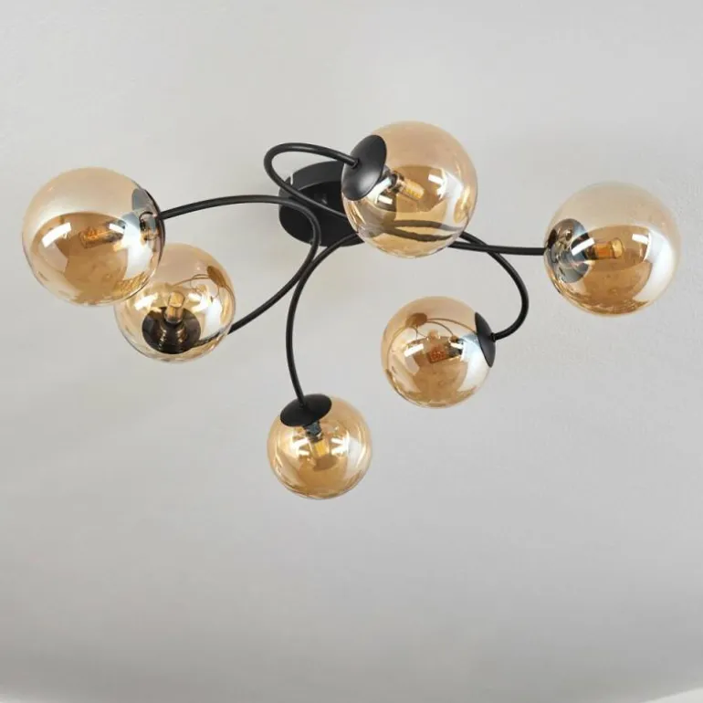 Plafonnier - Verre Chehalis Ambre, 6 lumières