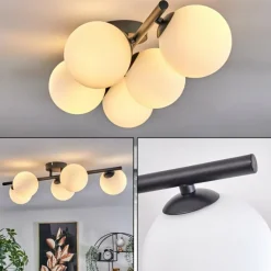 Plafonnier - Verre Chehalis Blanc, 5 lumières