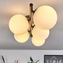Plafonnier - Verre Chehalis Blanc, 5 lumières