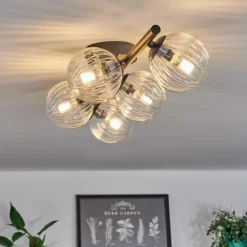 Plafonnier - Verre Chehalis Clair, 5 lumières