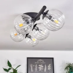Plafonnier - Verre Chehalis Clair, 5 lumières
