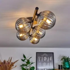 Plafonnier - Verre Chehalis Fumé, 5 lumières
