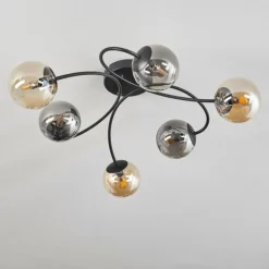 Plafonnier - Verre Chehalis Ambre, Fumé, 6 lumières