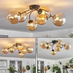 Plafonnier - Verre Chehalis Ambre, 6 lumières