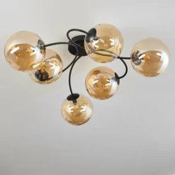 Plafonnier - Verre Chehalis Ambre, 6 lumières