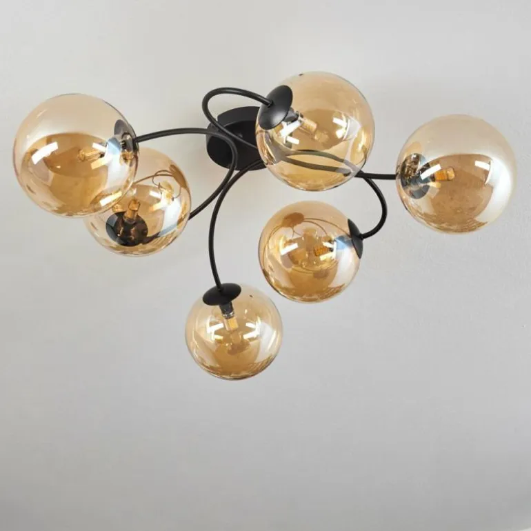 Plafonnier - Verre Chehalis Ambre, 6 lumières
