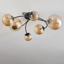 Plafonnier - Verre Chehalis Ambre, 6 lumières