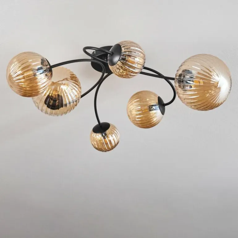 Plafonnier - Verre Chehalis Ambre, 6 lumières