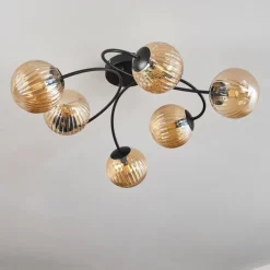 Plafonnier - Verre Chehalis Ambre, 6 lumières