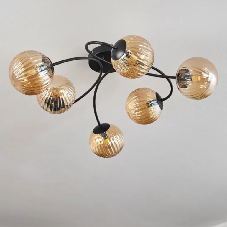 Plafonnier - Verre Chehalis Ambre, 6 lumières