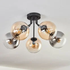 Plafonnier - Verre Gastor Ambre, Clair, Fumé, 5 lumières