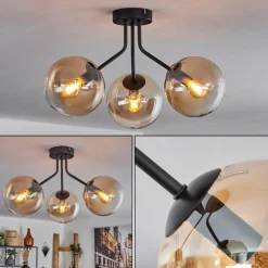 Plafonnier - Verre Gastor Ambre, Clair, Noir, 3 lumières