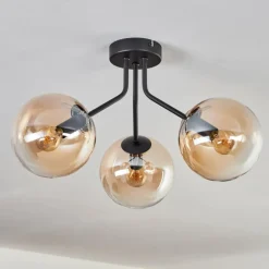 Plafonnier - Verre Gastor Ambre, Clair, Noir, 3 lumières