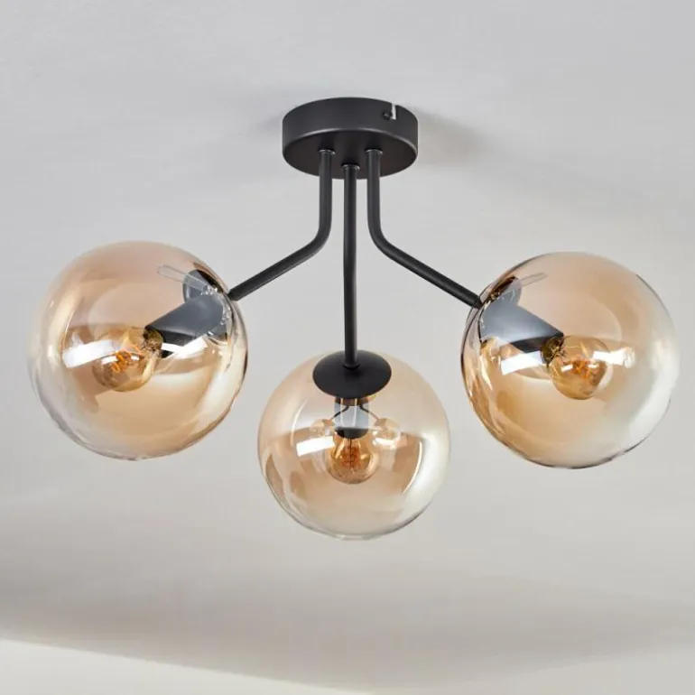 Plafonnier - Verre Gastor Ambre, Clair, Noir, 3 lumières