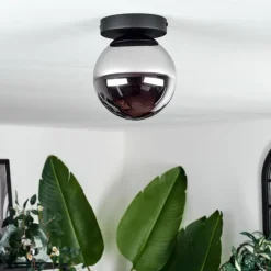 Plafonnier - Verre Gastor Chrome, Fumé, 1 lumière