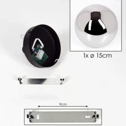 Plafonnier - Verre Gastor Chrome, Fumé, 1 lumière
