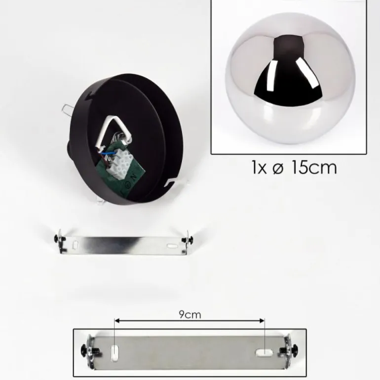 Plafonnier - Verre Gastor Chrome, Fumé, 1 lumière