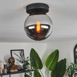 Plafonnier - Verre Gastor Chrome, Fumé, 1 lumière