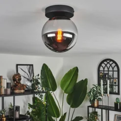 Plafonnier - Verre Gastor Chrome, Fumé, 1 lumière