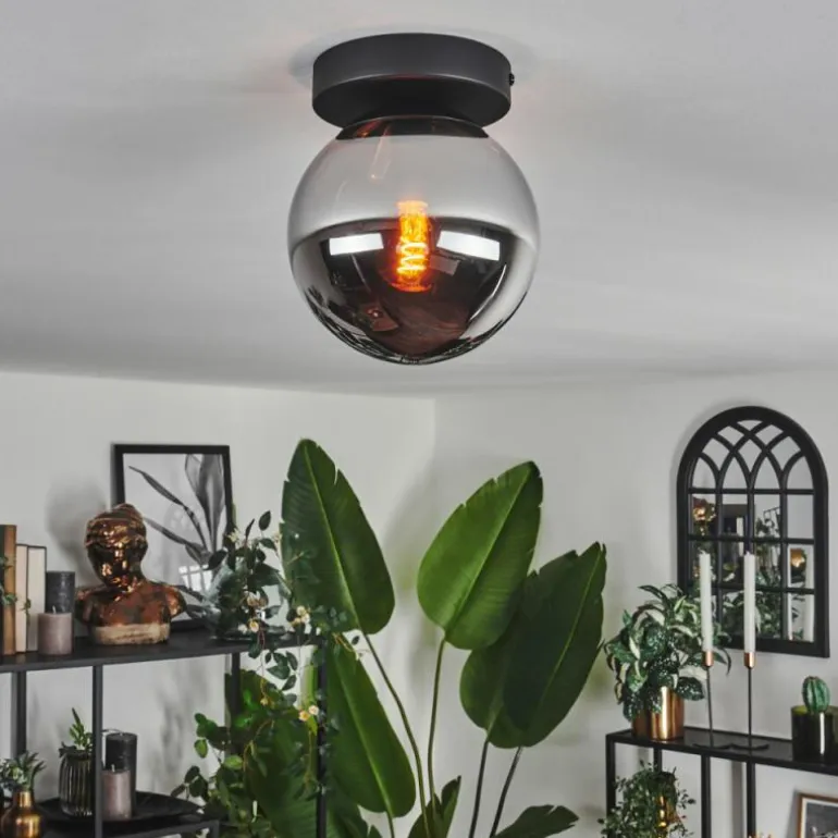 Plafonnier - Verre Gastor Chrome, Fumé, 1 lumière
