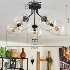 Plafonnier - Verre Gastor Clair, 5 lumières