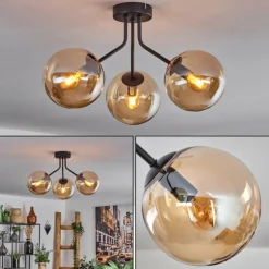 Plafonnier - Verre Gastor Ambre, 3 lumières