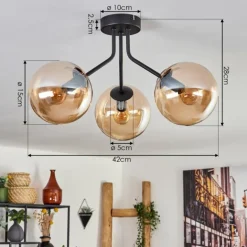 Plafonnier - Verre Gastor Ambre, 3 lumières