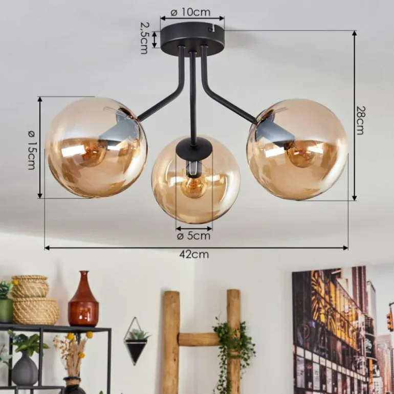 Plafonnier - Verre Gastor Ambre, 3 lumières