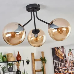 Plafonnier - Verre Gastor Ambre, 3 lumières