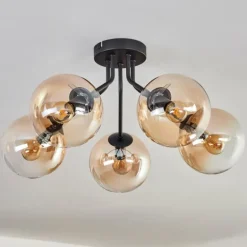 Plafonnier - Verre Gastor Ambre, Clair, 5 lumières
