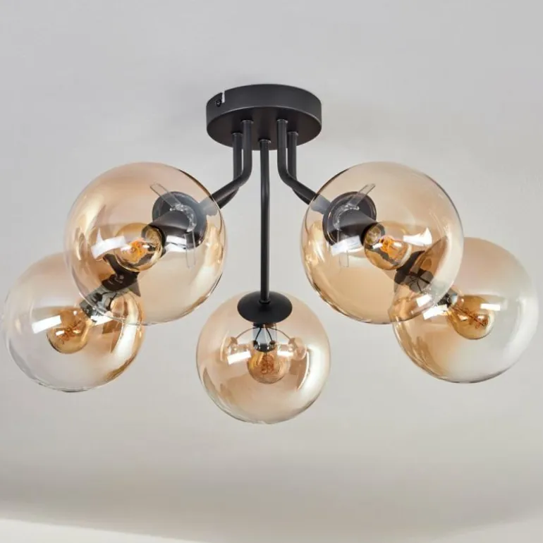 Plafonnier - Verre Gastor Ambre, Clair, 5 lumières