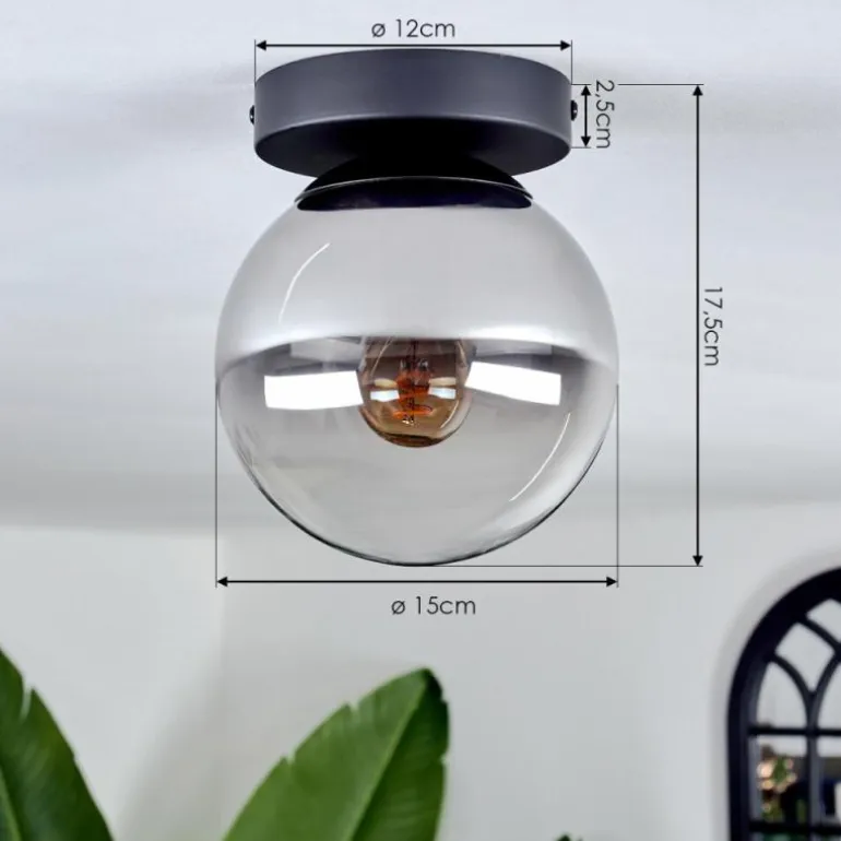Plafonnier - Verre Gastor Chrome, Clair, Fumé, 1 lumière