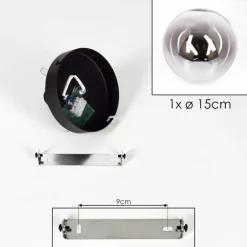 Plafonnier - Verre Gastor Chrome, Clair, Fumé, 1 lumière
