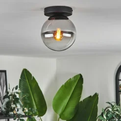 Plafonnier - Verre Gastor Chrome, Clair, Fumé, 1 lumière