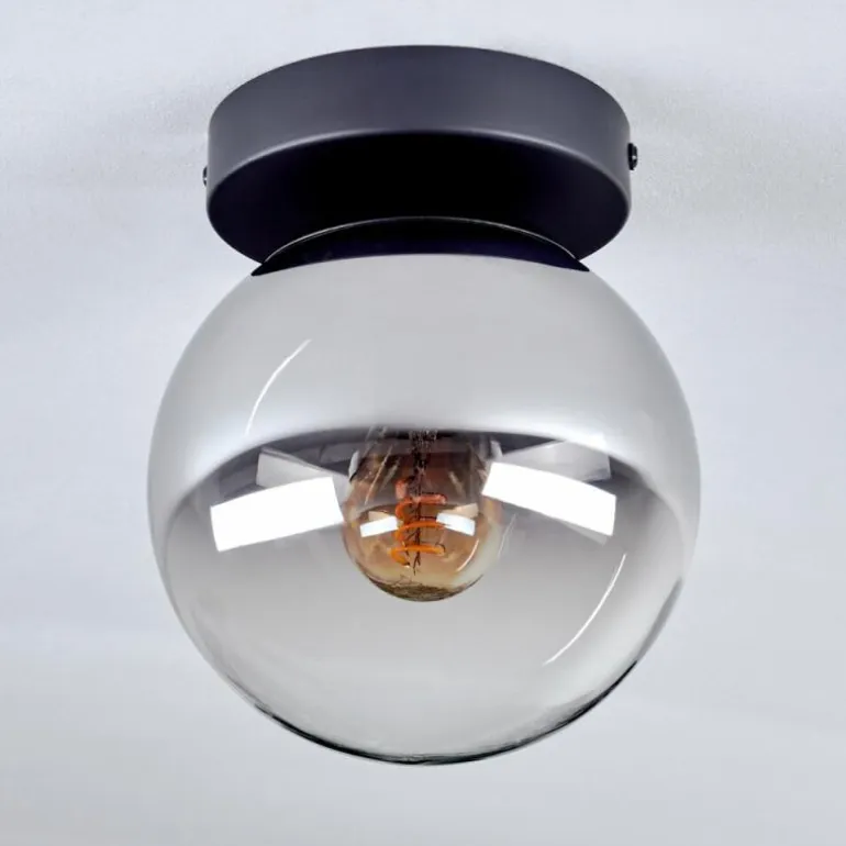 Plafonnier - Verre Gastor Chrome, Clair, Fumé, 1 lumière