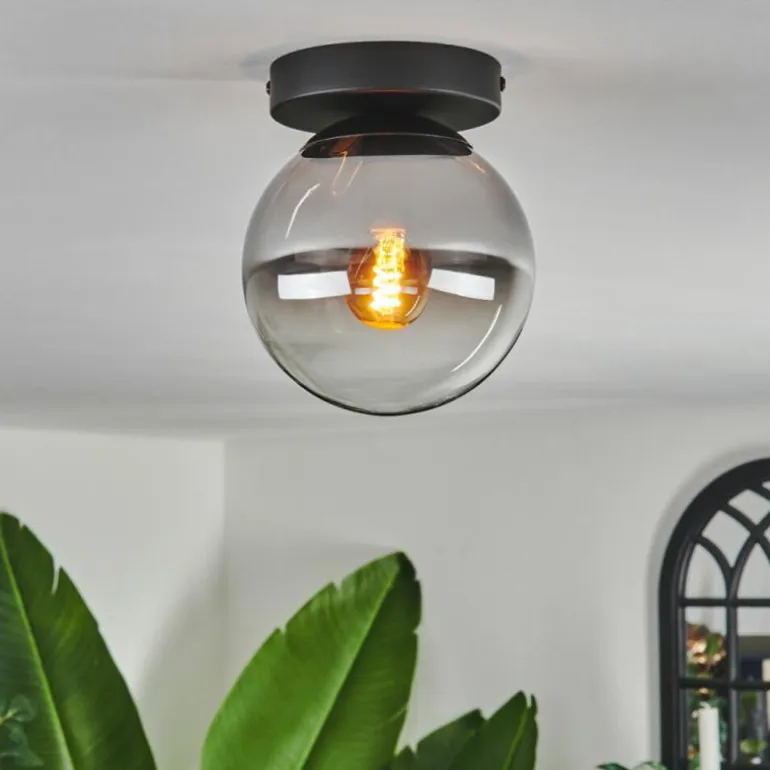 Plafonnier - Verre Gastor Chrome, Clair, Fumé, 1 lumière