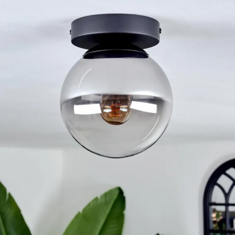 Plafonnier - Verre Gastor Chrome, Clair, Fumé, 1 lumière