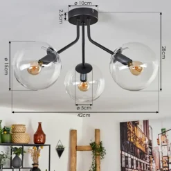 Plafonnier - Verre Gastor Clair, 3 lumières