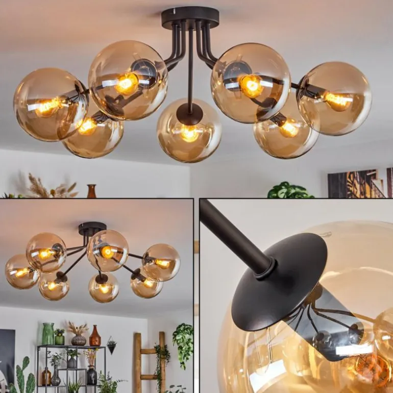 Plafonnier - Verre Gastor Ambre, 7 lumières