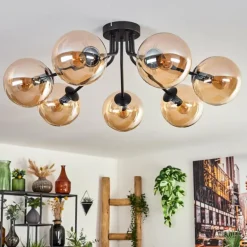 Plafonnier - Verre Gastor Ambre, 7 lumières