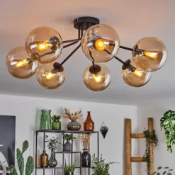 Plafonnier - Verre Gastor Ambre, 7 lumières
