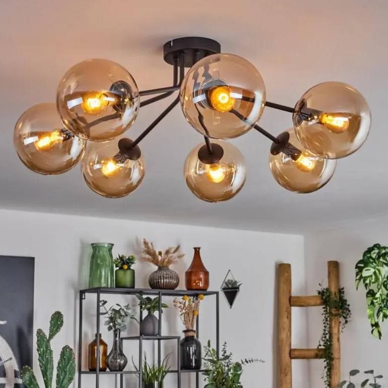 Plafonnier - Verre Gastor Ambre, 7 lumières