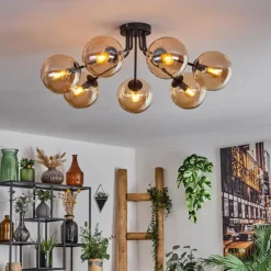 Plafonnier - Verre Gastor Ambre, 7 lumières
